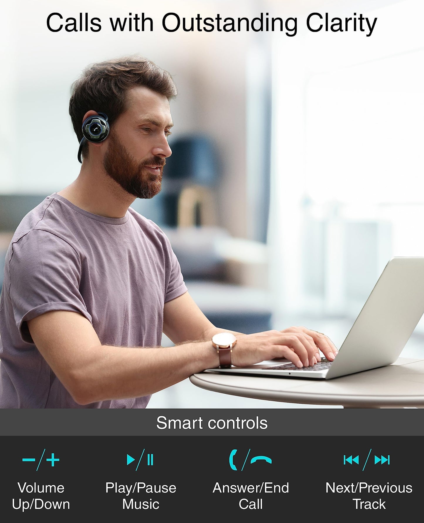 Kinivo BTH220 Bluetooth Headphones (Black, On-Ear, Wireless Music, Hands-Free Calling, Built-in Mic, Foldable, Memory Form Earpads, Travel Bag)