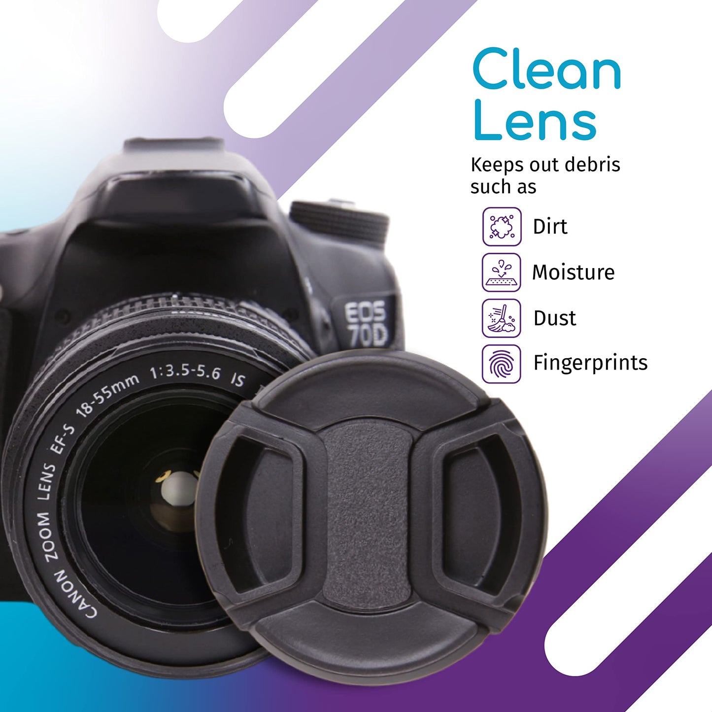 CamDesign43MM Snap-On Front Lens Cap/Cover Compatible with Canon, Nikon, Sony, Pentax, Samsung, Panasonic, Fujifilm, Olympus All DSLR Lenses
