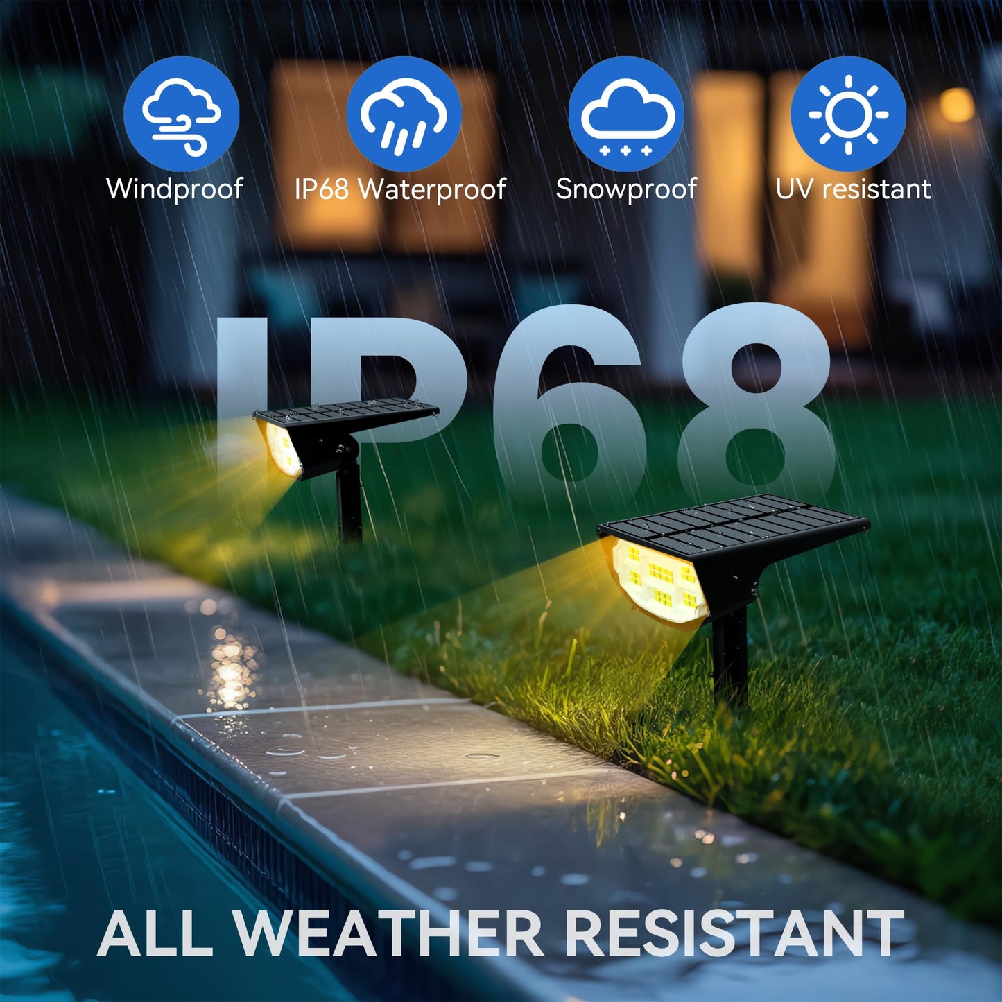 LuViva Solar Spot Lights Outdoor IP68 Waterproof, Ultra-Bright Performance?Simple Modes for Easier Operation, Auto On/Off?Solar Powered Landscape