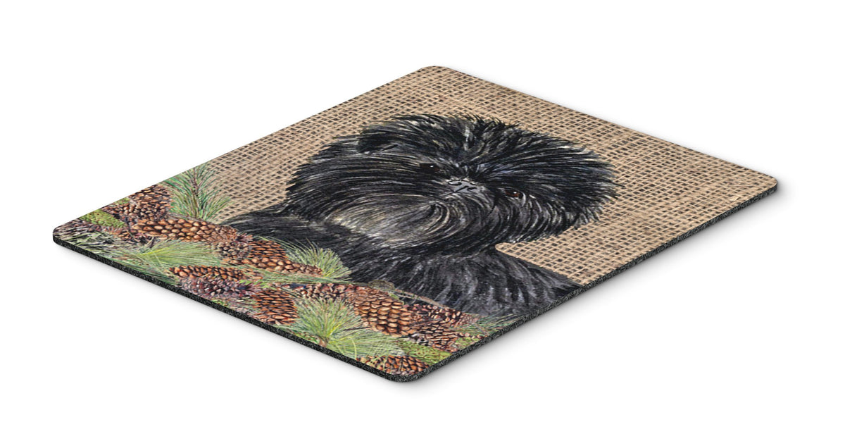 Caroline's Treasures SS4100MP "Affenpinscher on Faux Burlap with Pine Cones Mouse Pad, Hot Pad or Trivet" for Home Office Gaming Working Computers