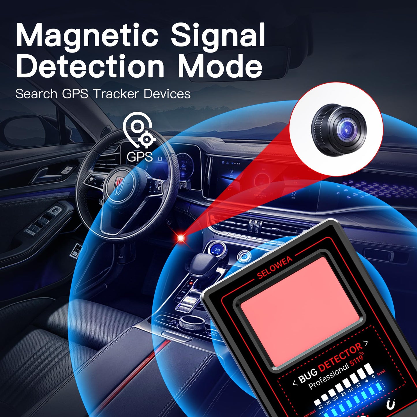 SELOWEA Professional Hidden Camera Detector | Anti-Spy RF Signal Scanner, GPS Tracker Finder, Portable Bug Detector for Hotel, Travel, Office & Home
