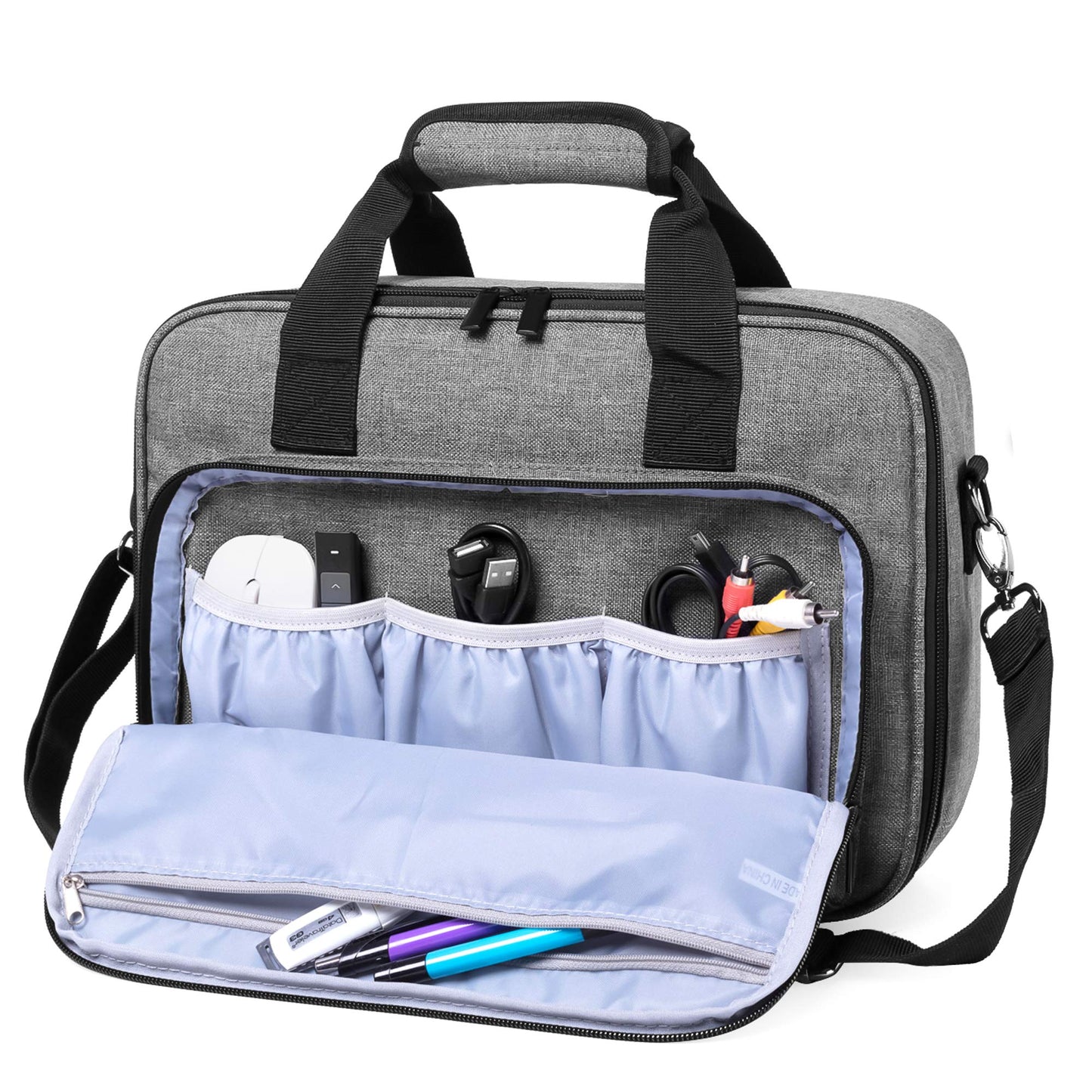 LUXJA Projector Case, Projector Bag with Protective Laptop Sleeve, Projector Carrying Case with Accessories Pockets, Large(16 x 11.5 x 5.75 Inches)