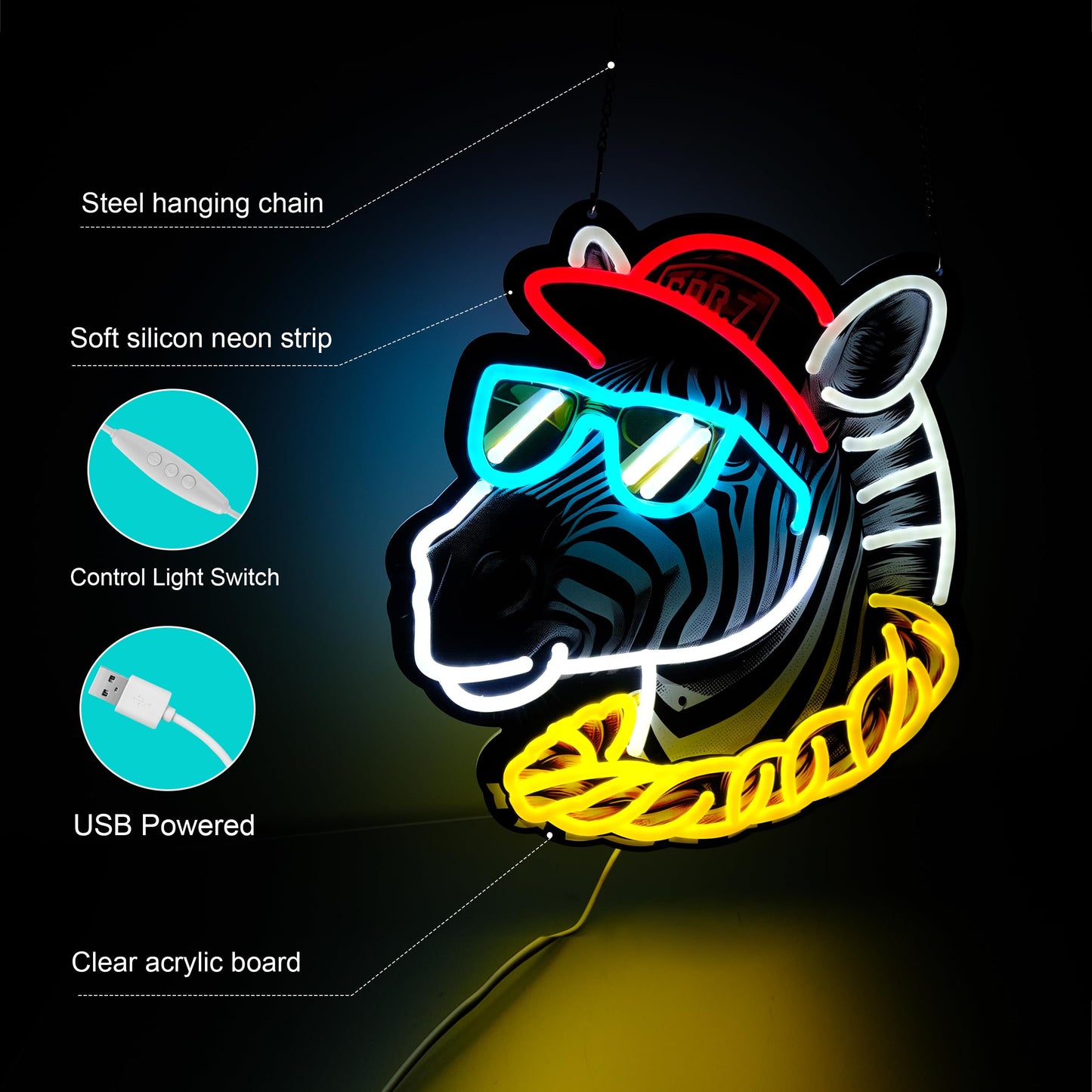 Zebra Neon Sign Night light for Bar Club Bedroom Hotel Pub Cafe Wedding Birthday Party Gifts