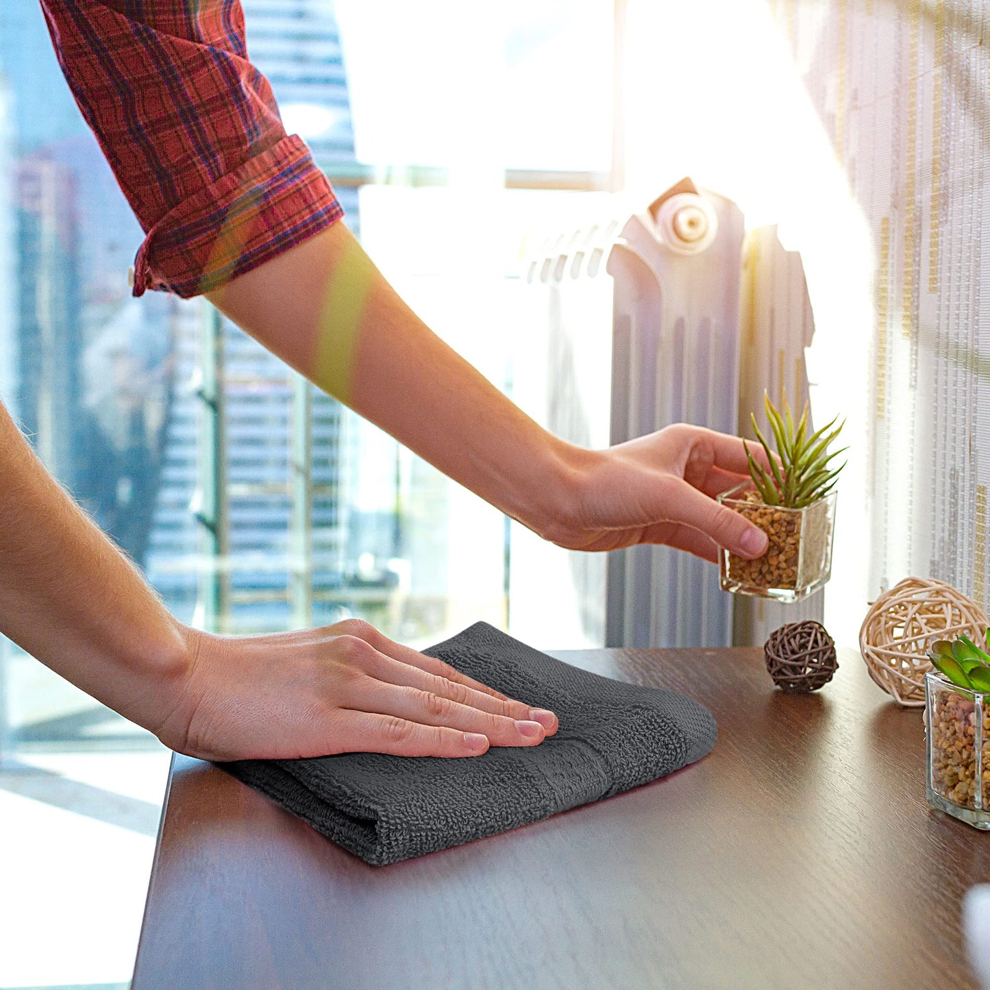 Utopia Towels 12-Pack Premium Washcloths, 12x12 in, 100% Cotton Ring Spun, Soft & Highly Absorbent for Bathroom, Spa, Gym & Face, Grey