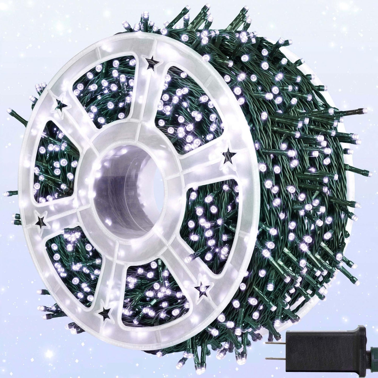kemooie 500 LED Christmas String Lights, 164FT 8 Lighting Mode with Memory Plug in Green Wire Waterproof Lights, for Outdoor Indoor Birthday Christmas