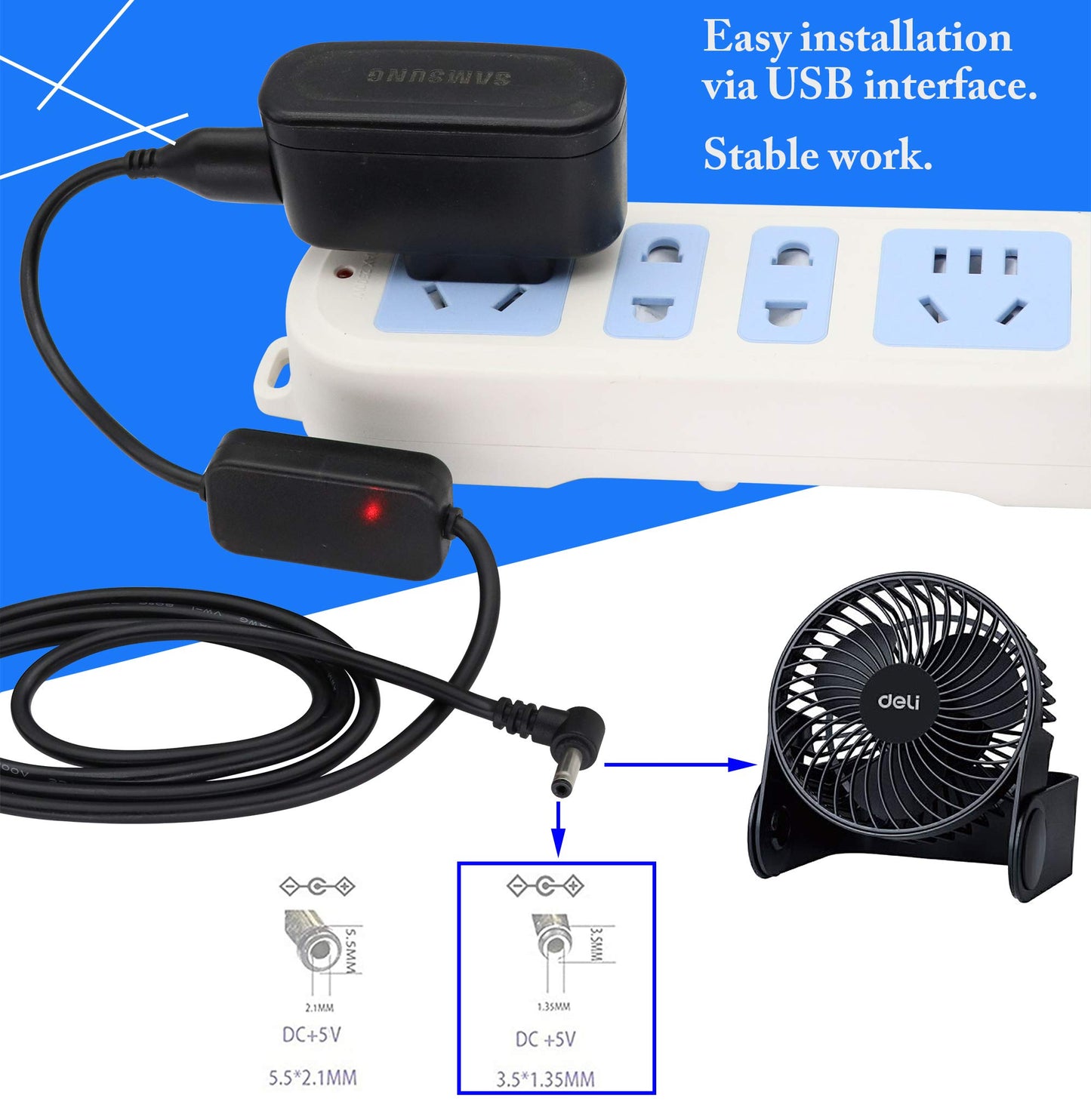 zdyCGTime USB 2.0 Male to 90° dc 3.5 * 1.35mm Male 5v Elbow Boost line,USB to Type H Barrel Cable,USB 12v Cable,Suitable for Desk Lamps,mini
