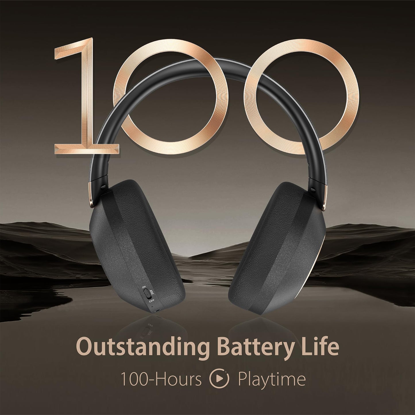 EAORUL Active Noise Cancelling Headphones, 100H Playtime Headphones Wireless Bluetooth, Bluetooth Headphone with Mic, Over Ear Wireless Headphone…