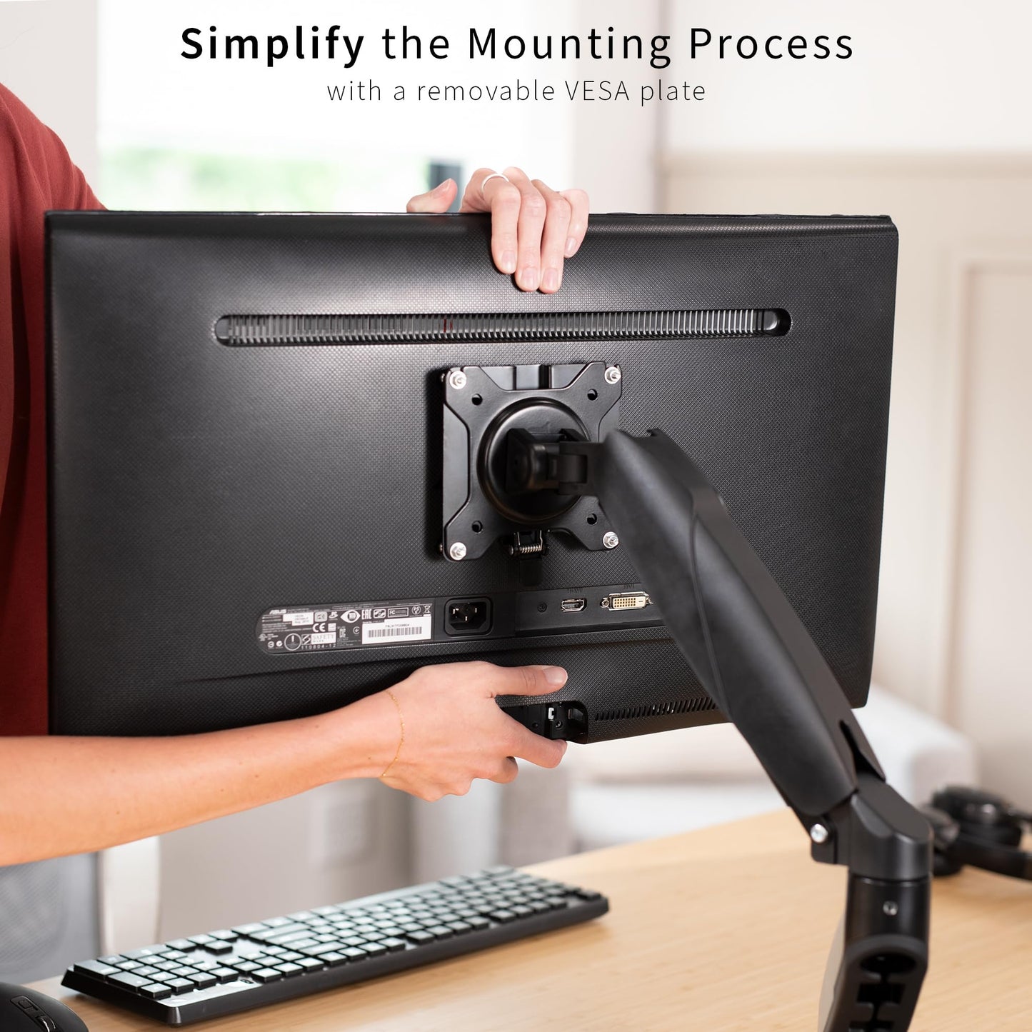 VIVO Adapter VESA Mount Quick Release Bracket Kit, Stand Attachment and Wall Mount Removable VESA Plate for Easy LCD Monitor and TV Screen Mounting