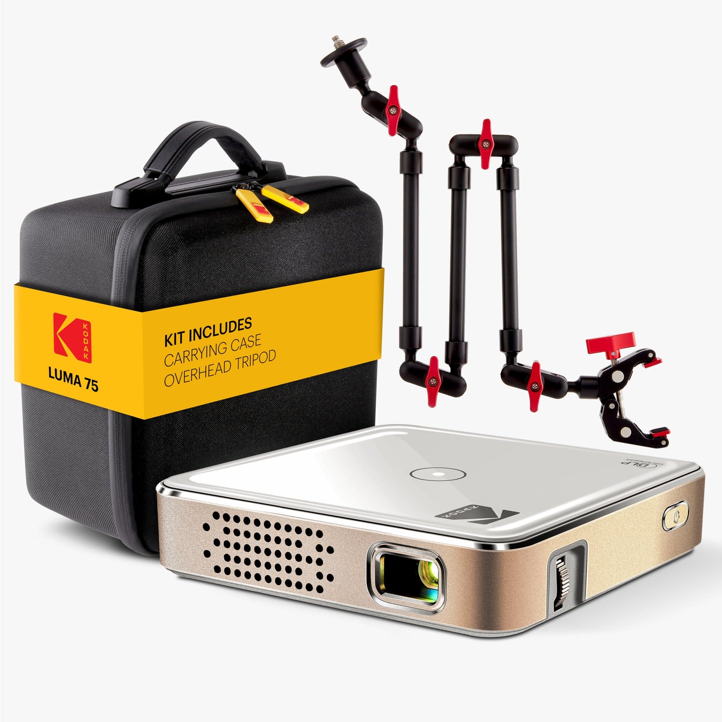 Kodak Luma 75 Pocket Projector Kit with Overhead Tripod, Built-In Battery, Photo, Video, HDMI, USB, MicroSD & EVA Case - for Art & Crafts, Cookie