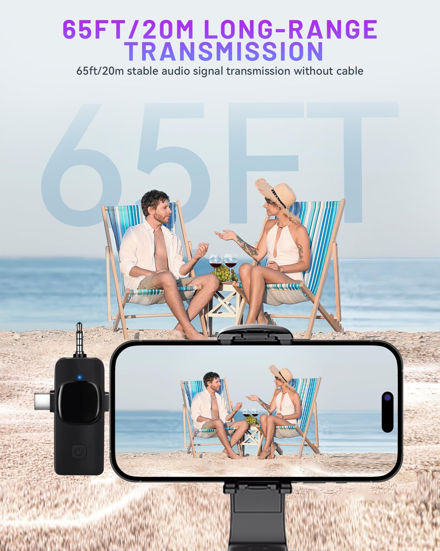 ???????? 3 in 1 Wireless Lavalier Microphones for iPhone, iPad, Android, Camera, 7-Hour Battery, Mini Microphone with Noise Reduction for Video Recording