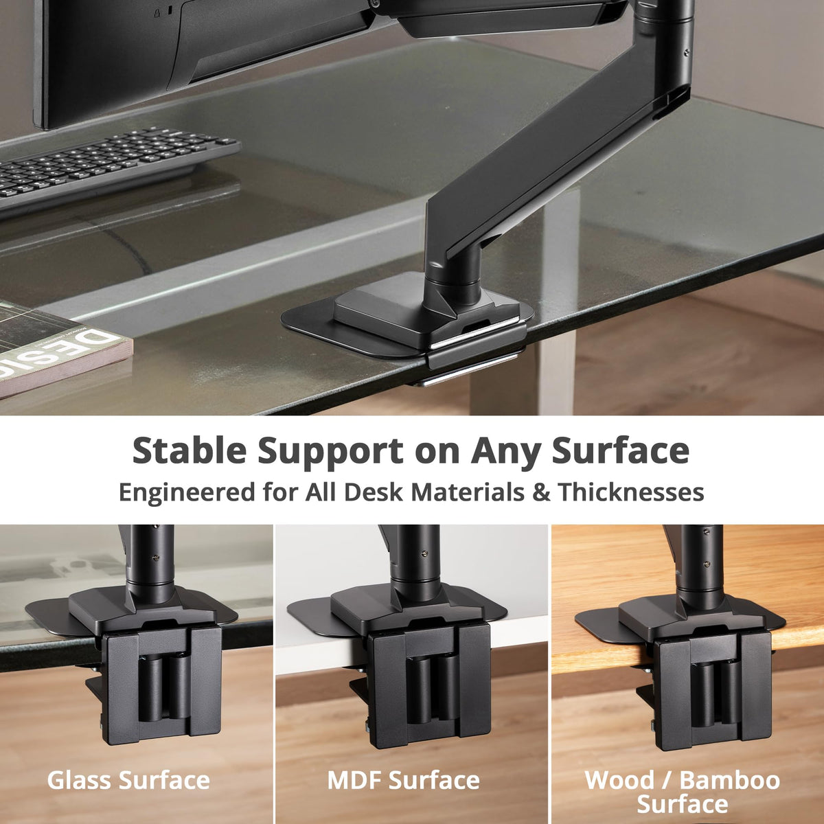 SIIG Reinforced Adjustable Desk Mount Bracket Plate, CE-MT5Q11-S1