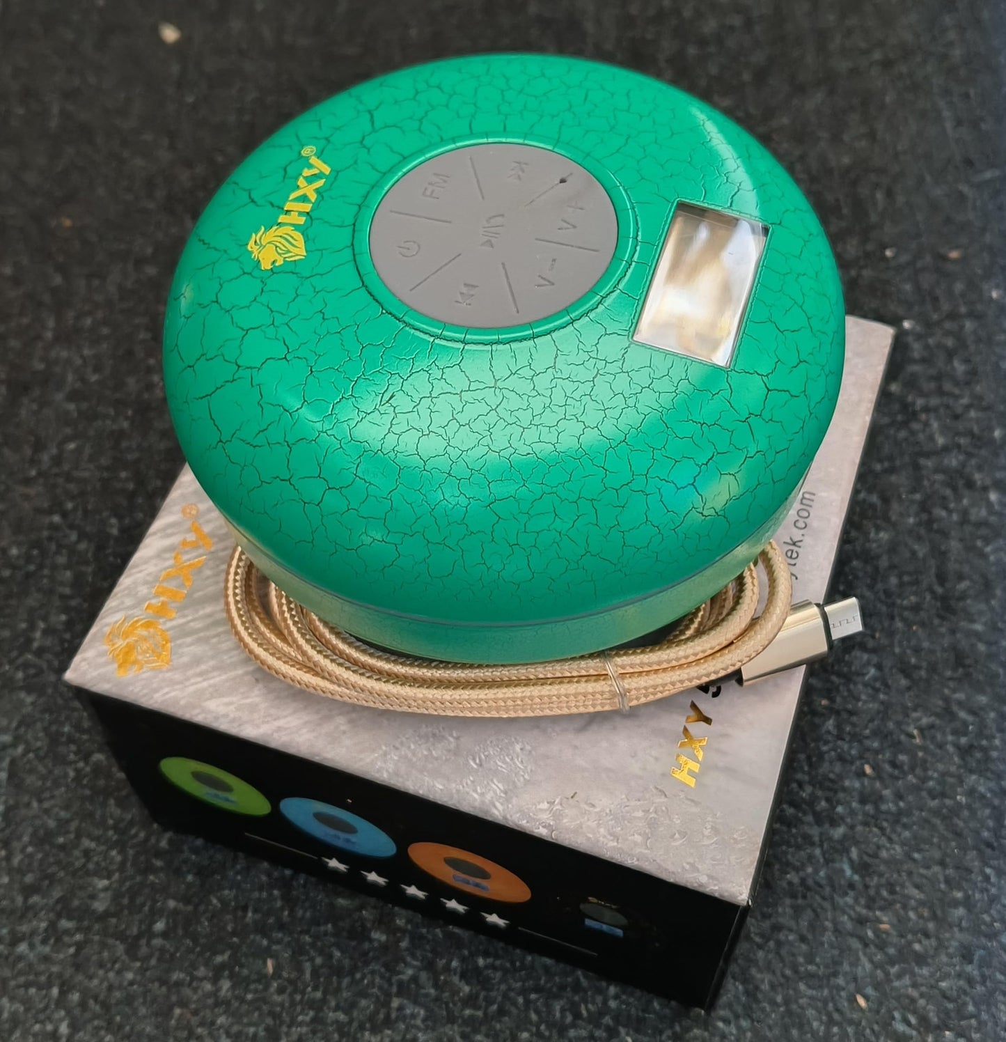 HROMEN Bluetooth Speaker,2nd Gen IPX7 Waterproof Bluetooth Speakers, Bathroom Shower Speaker,Wireless Cool Cracking Backlit, Suction Cup,Outdoor