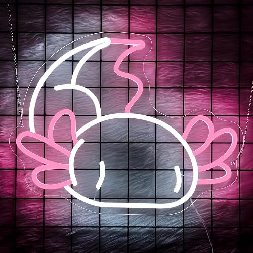 Axolotl Neon Sign for Wall Decor, Axolotl Stuff, Axolotl Birthday Decoration, Cute Dimmable Neon Light, Axolotl LED Sign for Children's Room Game Room