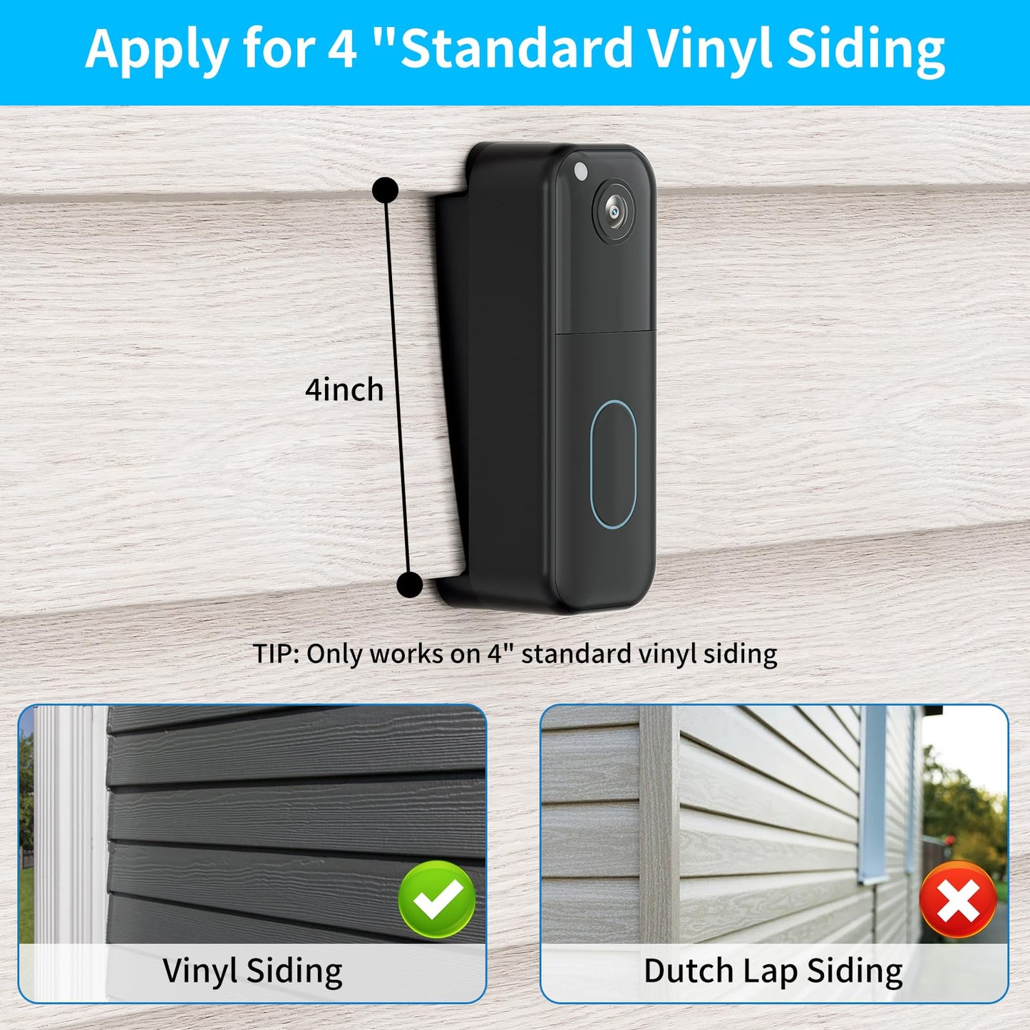 Blink Doorbell Vinyl Siding Mount,Compatible with All-New Blink Video Doorbell Camera (2nd Gen),Adjustable Doorbell Corner Wedge Kits (Only Apply