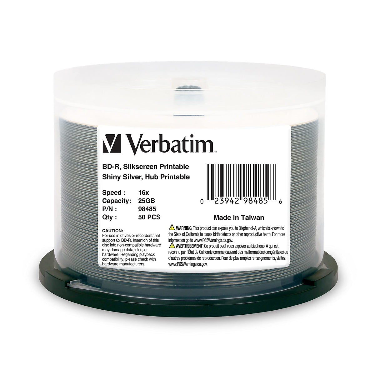 Verbatim 98485 BD-R Optical Disc, Transparent