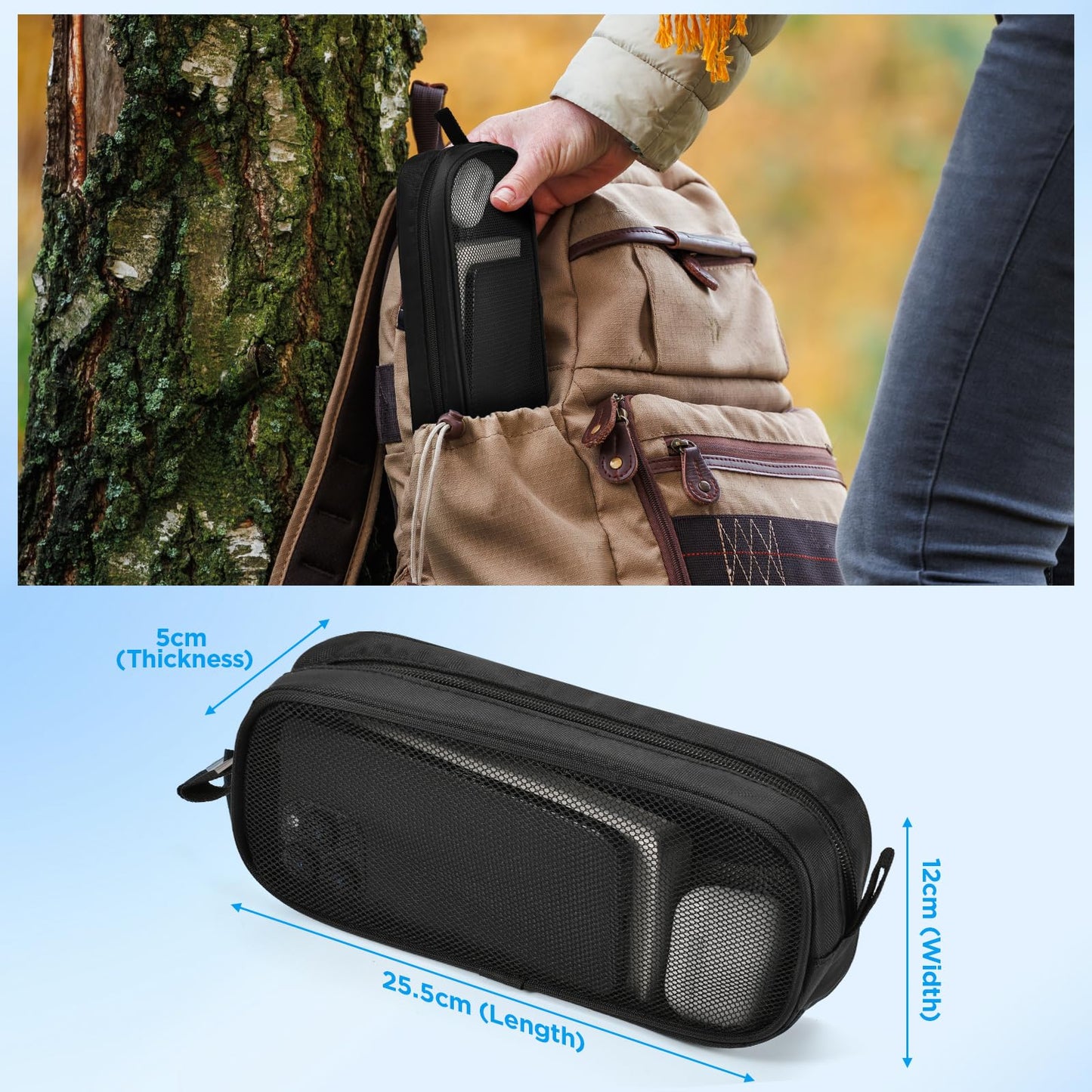 Bidponds Electronics Organizer Travel Case,Zipper Mesh Tech Pouch Accessories Carry Storage for Mouse,Cord,Cables,USB Flash Drive,Hard
