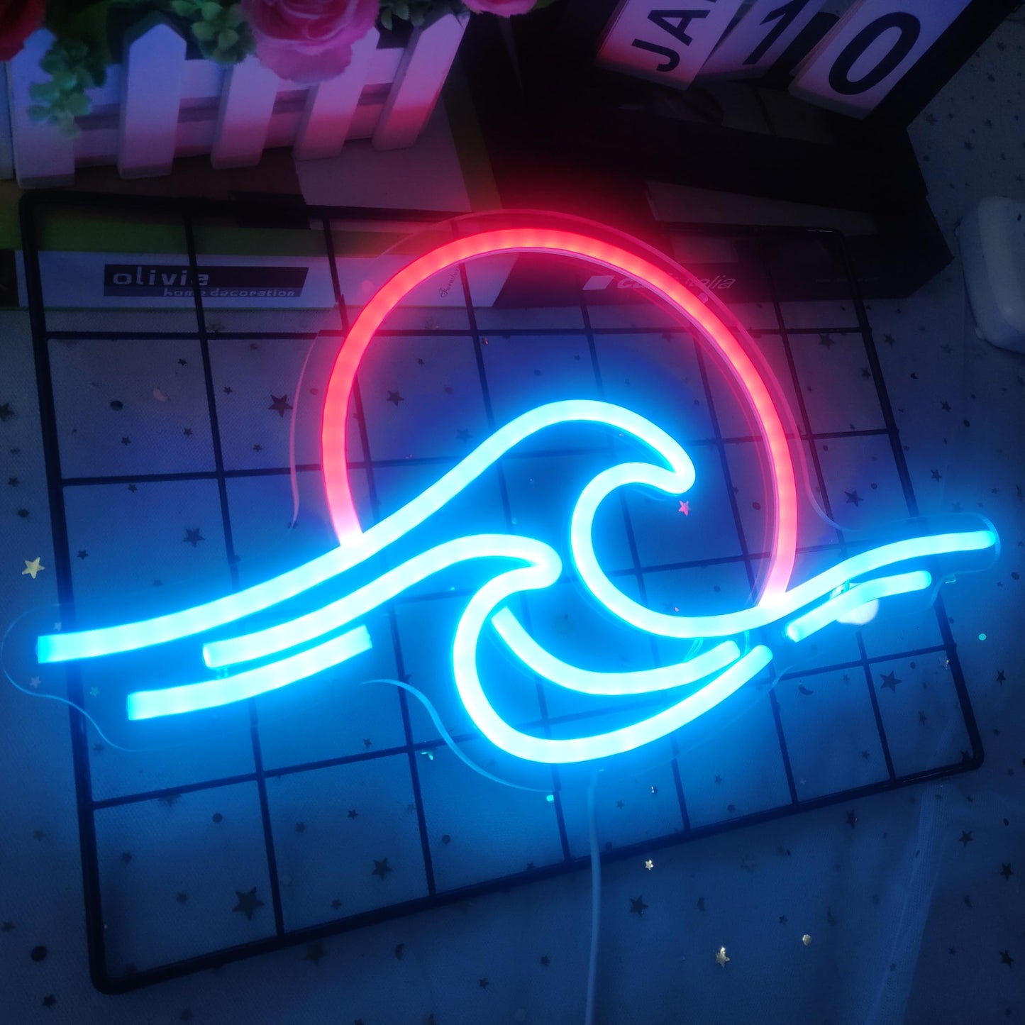 Sunrise Sunset Neon Sign Dimmable Wave Tropical Sunrise Ocean Neon Sign Surf Room Decor for Living Room Bedroom Office Bar Birthday Party Christmas