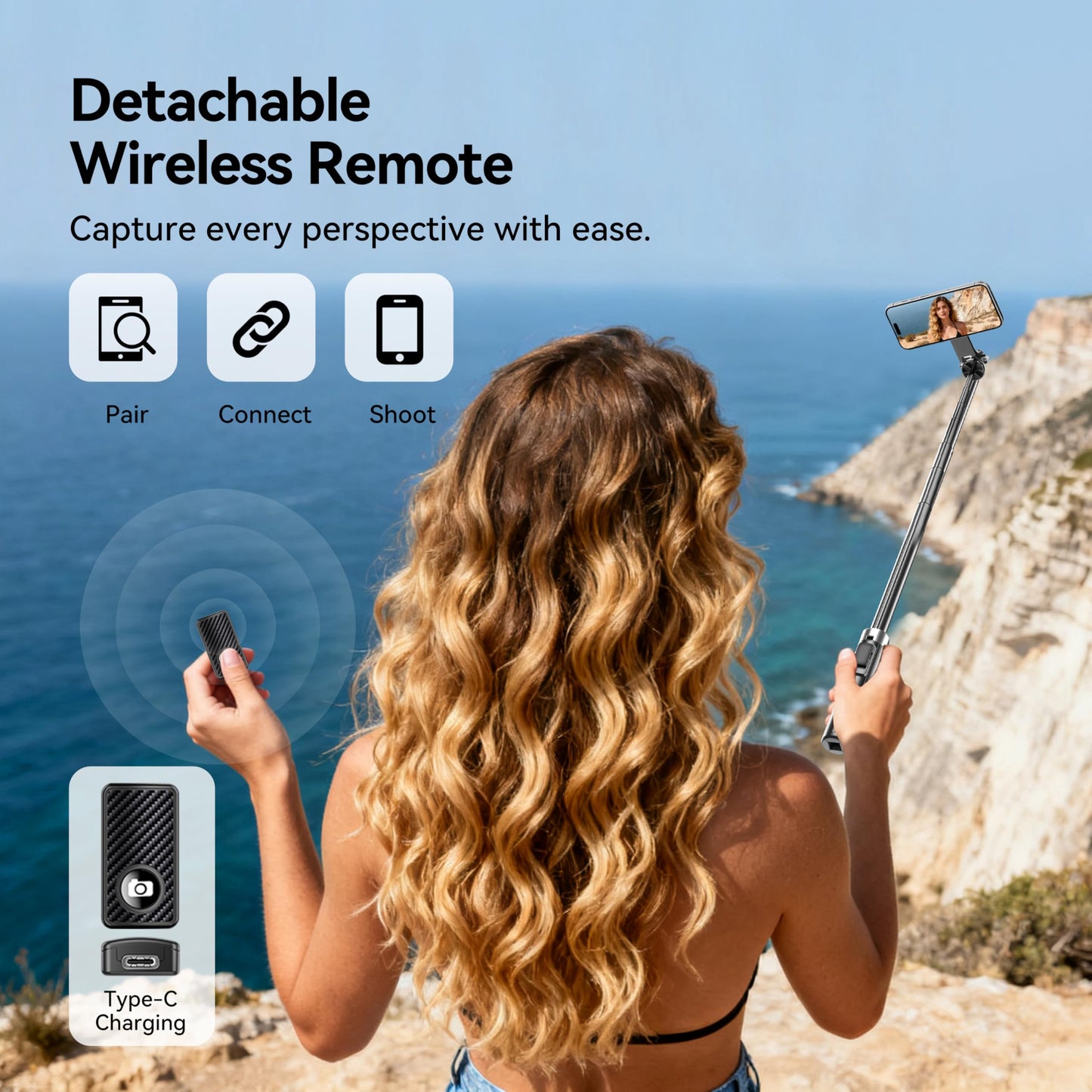 54" Magnetic Phone Tripod, Selfie Stick Tripod for iPhone Android MagSafe & Camera with Rechargeable Remote & 2 in 1 Magnetic Holder, for Travel Vlog