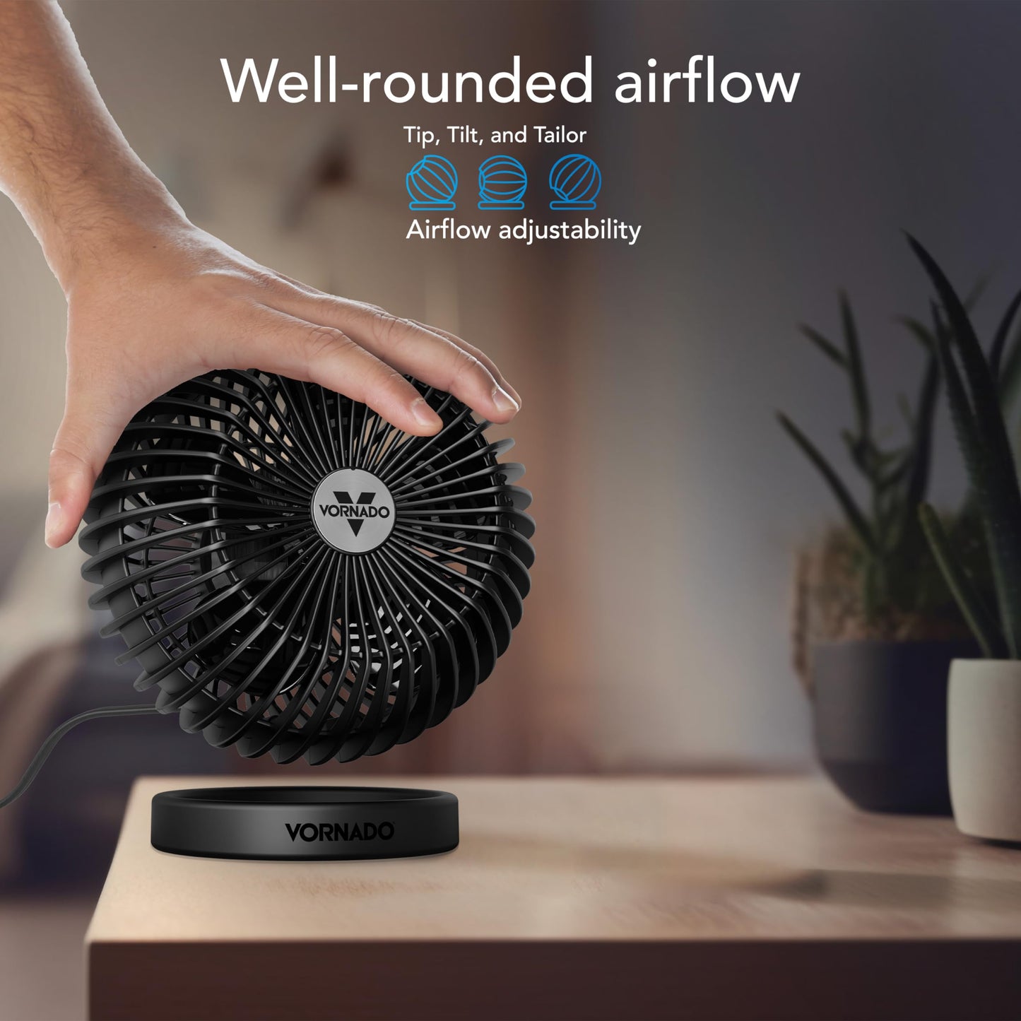 Vornado SPHERE Personal Adjustable Fan, Quiet Operation, Targeted Cooling Airflow, 2 Speed Settings, Manual Control, Detachable Base, Fan for Desktop