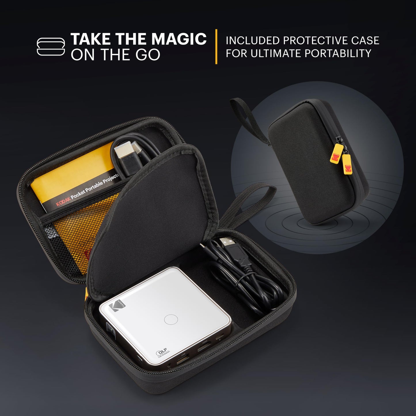 Kodak Ultra Mini Rechargeable Pocket Projector - DLP Pico Projector with 100” Display, HDMI/USB/Micro SD, Built-in Speaker & Carrying Case