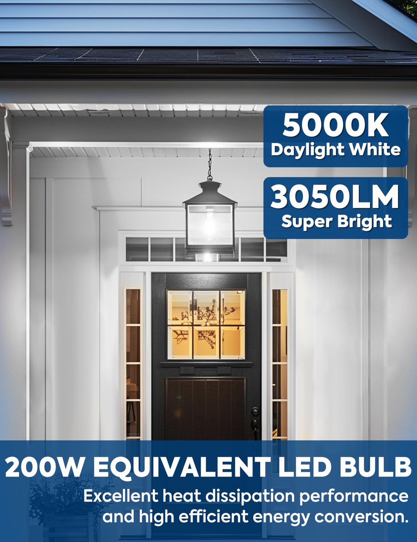 Nouscan 200-250W Equivalent LED Light Bulbs Daylight 5000K, 2 Pack, Non-Dim