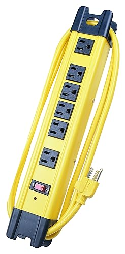 Voltec 11-00226 6-Outlet Heavy Duty Rectangle Metal Surge Protector Power Strip - Contractor & Commercial Electric Surge Protector W/ Durability