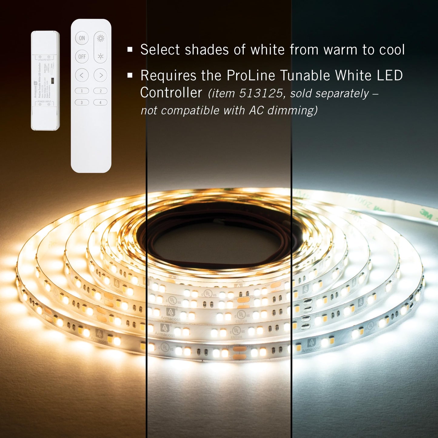 Armacost Lighting RibbonFlex Pro 24V White CCT Tunable LED Strip Light Tape 32ft (10m)