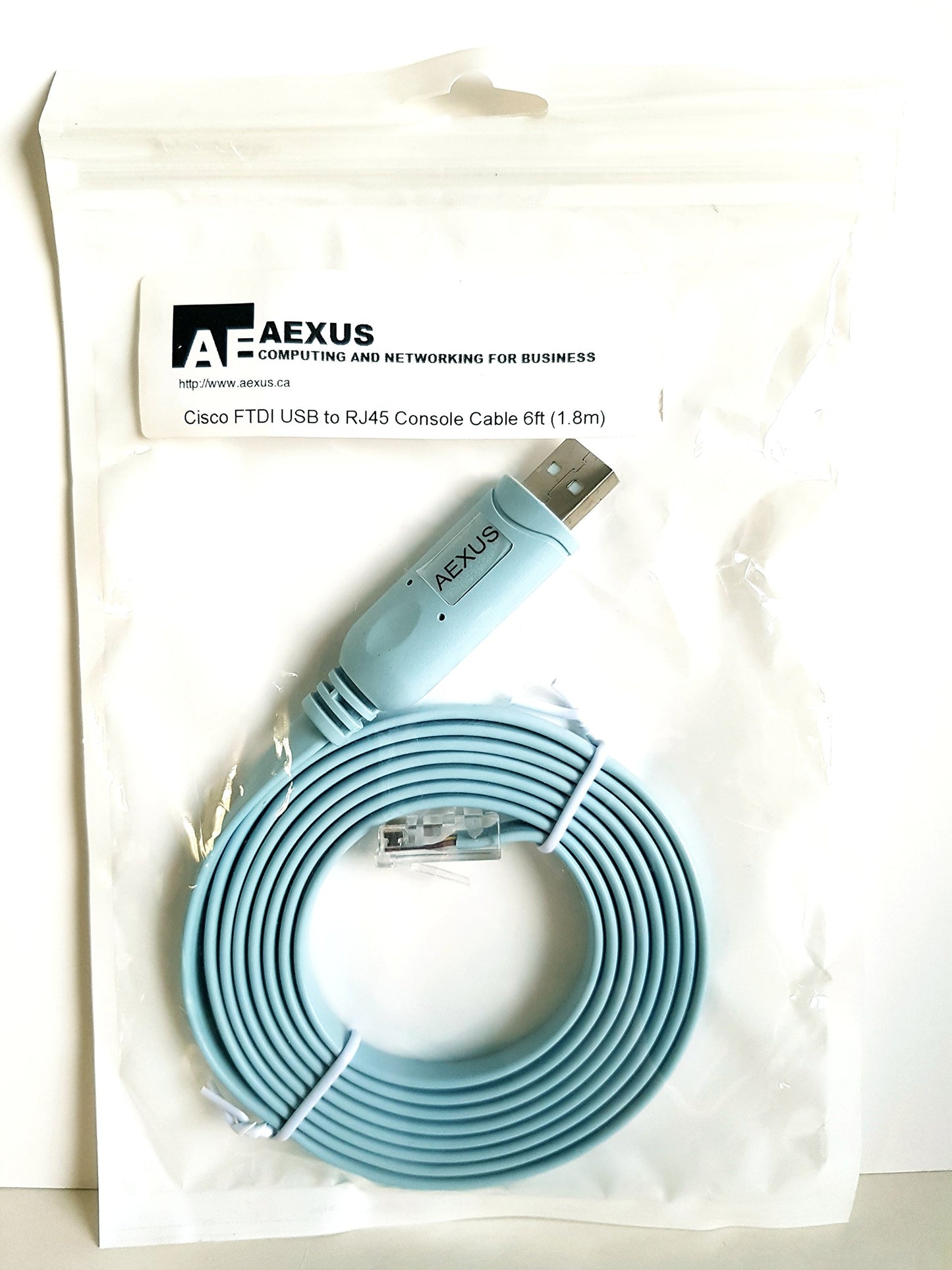 Aexus Replacement Console Cable for Cisco | FTDI USB to RJ45-6ft (1.8m) | HQ Replacement for DB9 + 72-3383-01 Serial Rollover Cable, RS232