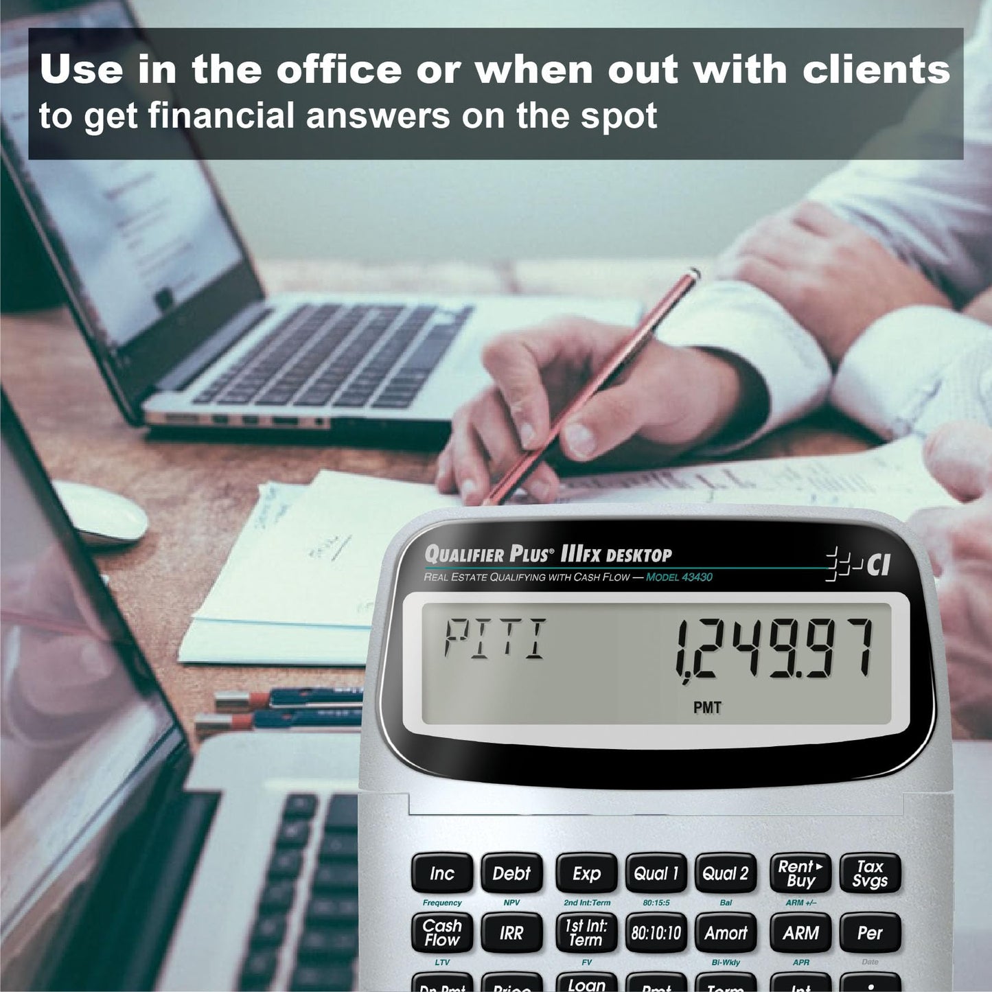 Calculated Industries 43430 Qualifier Plus IIIfx Desktop PRO Real Estate Mortgage Finance Calculator | Clearly-Labeled Keys | Buyer Pre-Qualifying |