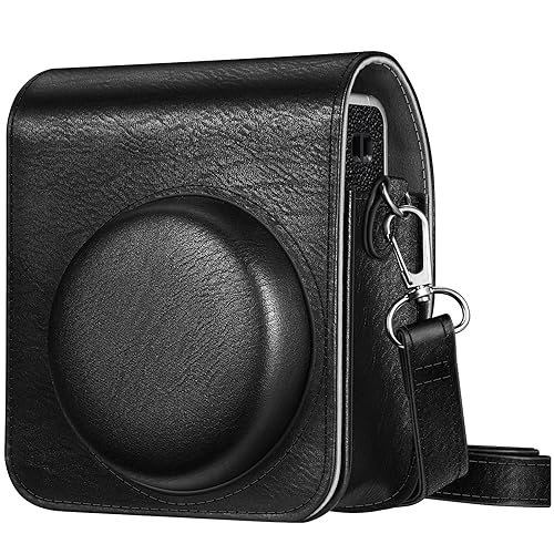 Fintie Protective Case for Fujifilm Instax Mini 40 Instant Camera - Premium Vegan Leather Bag Cover with Removable Adjustable Strap, Vintage Black
