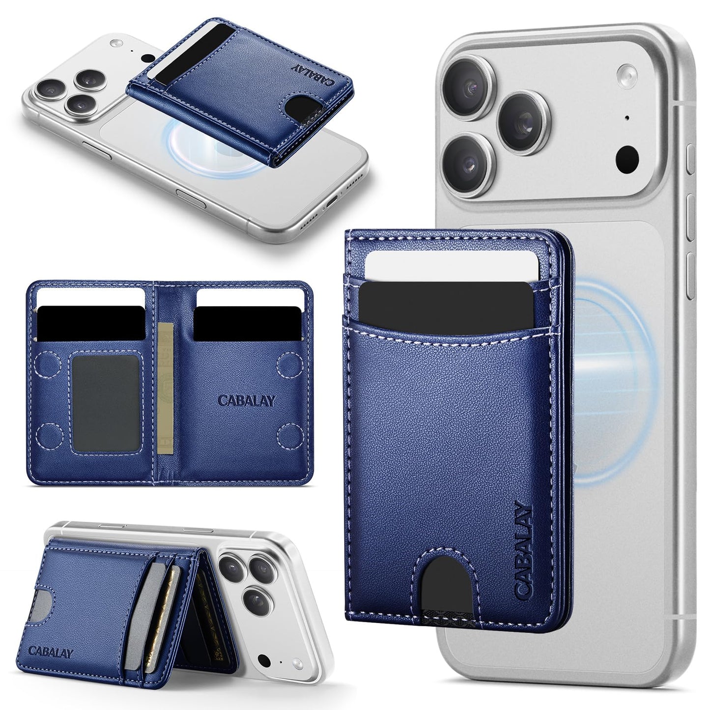 CABALAY for MagSafe Wallet, Magnetic Phone Wallet RFID Blocking, Slim 6 Cards Holder with Cash Slot,Compatible with Magsafe Phones and Cases