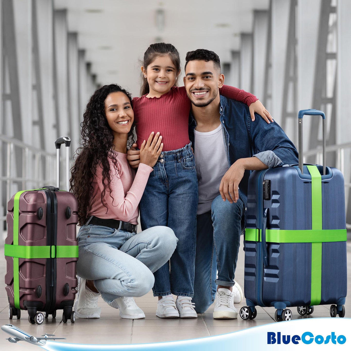 TSA Approved Luggage Straps – 4 Pack Neon Green Adjustable Nylon Suitcase Belts for Travel Bags, Briefcases & Checked Luggage (46"-78")