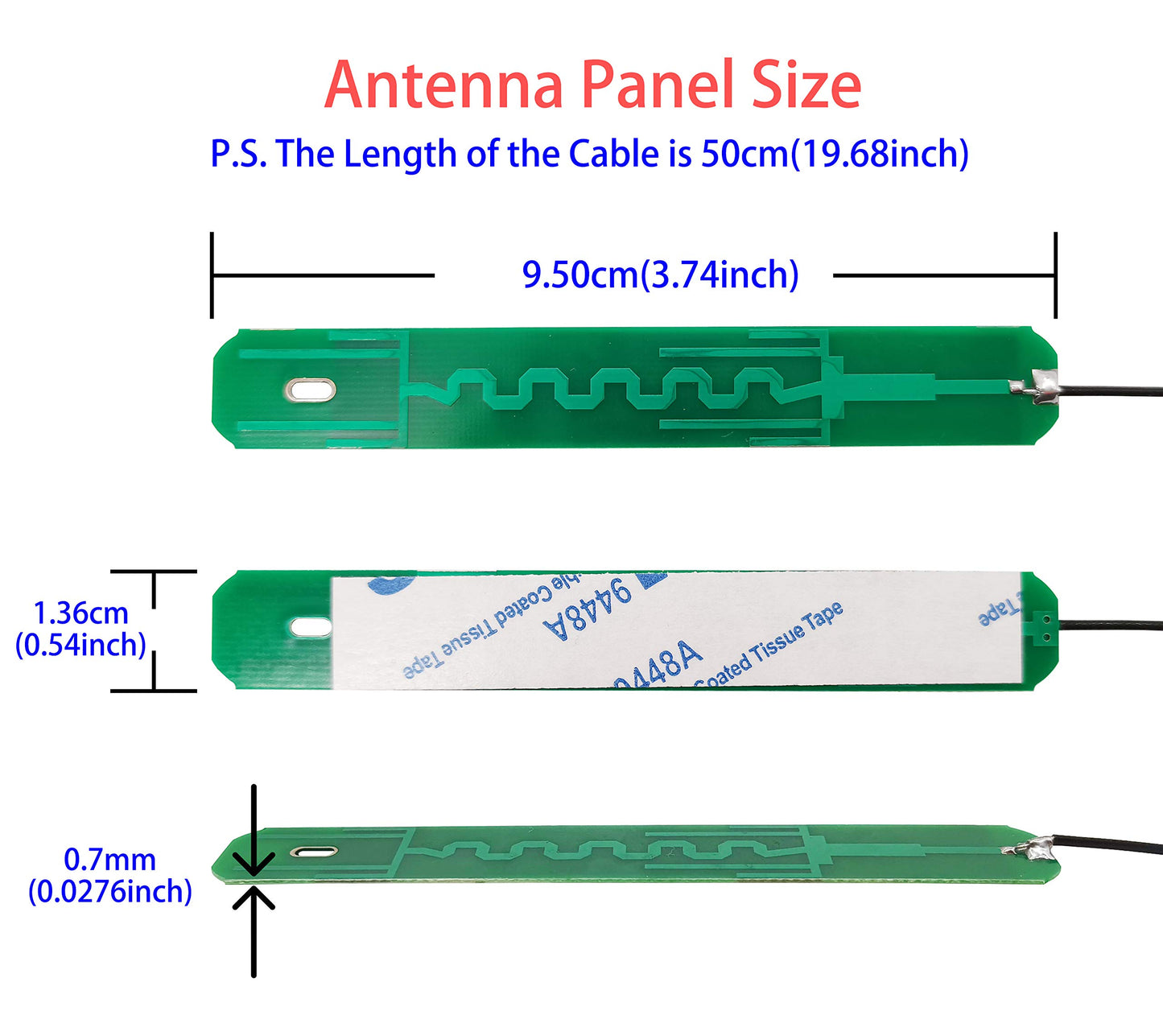2 x 8dBi 2.4GHz 5.8GHz Dual Band WiFi Antenna U.FL MHF1 Internal Antennas with 50cm Cable for Mini PCIe Card