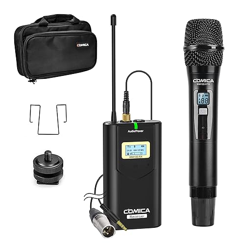 COMICA CVM-WM100 H UHF 48-Channel Professional Wireless Handheld Microphone System for Canon Nikon Sony Panasonic Fuji DSLR Camera, XLR Camcorder