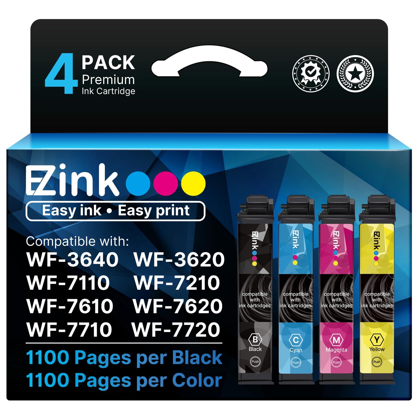 E-Z Ink Remanufactured Ink Cartridge Replacement for 252XL Combo Pack for Epson Printer Workforce WF-7110 WF-7720 WF-7710 WF-3620 WF-3640 (1 Large
