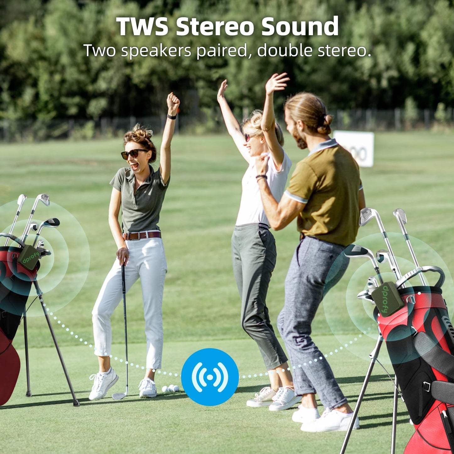 Dprofy Magnetic Golf Speaker, Golf Cart Speakers, IPX6 Waterproof, TWS Pairing, BT 5.4, 24H Playtime, TF Card Input, Portable Wireless Speaker Also