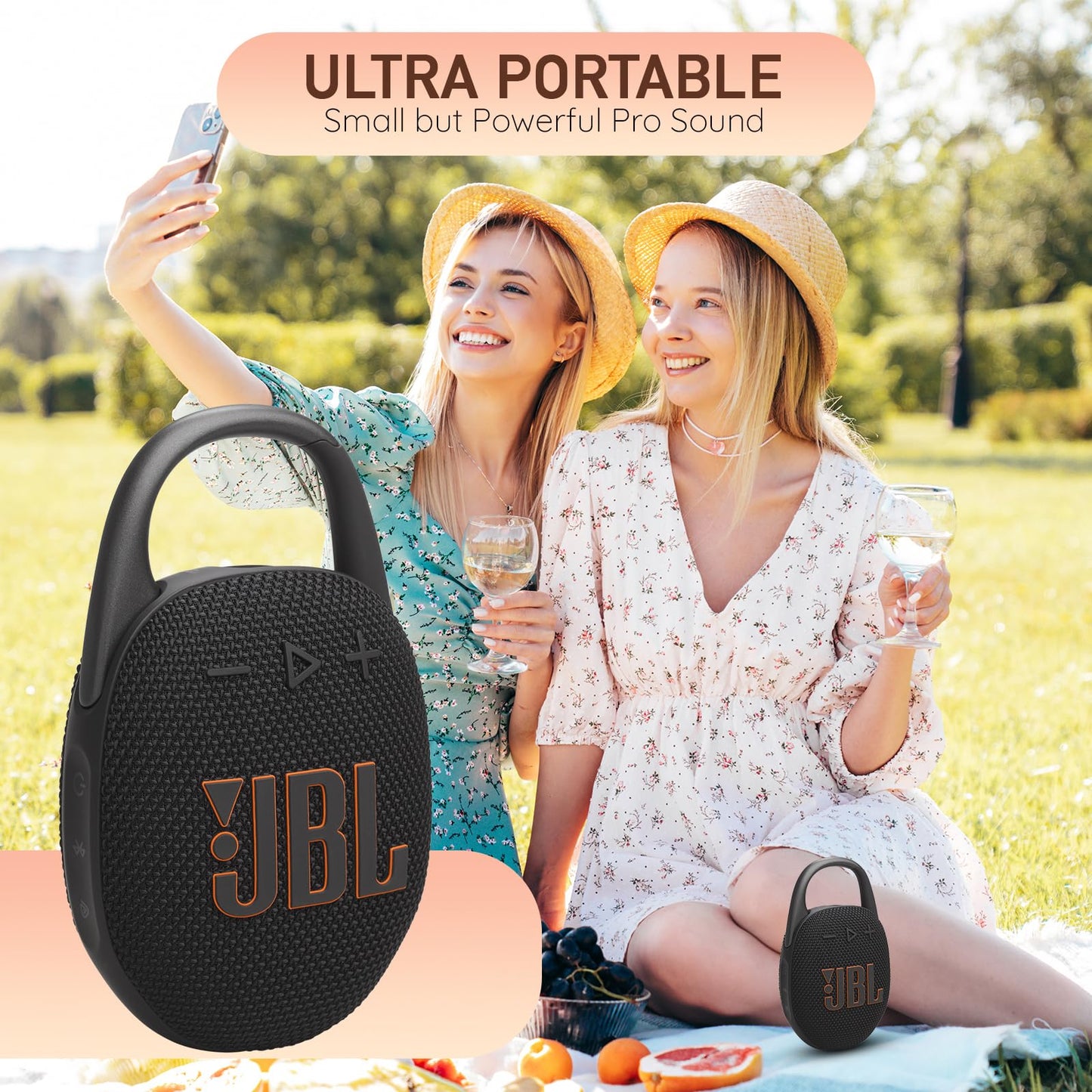 JBL Clip 5 Portable Bluetooth Speaker, IP67 Waterproof & Dustproof, Long-Lasting Battery - Squad - Boomph's Comprehensive Ultimate Performance Cloth