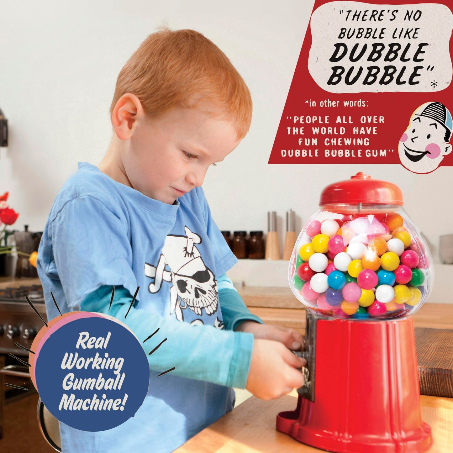 Schylling Brand Classic Retro Gumball Coin Bank - 8.5" Tall - Includes 45 Dubble Bubble Gumballs - Ages 3+