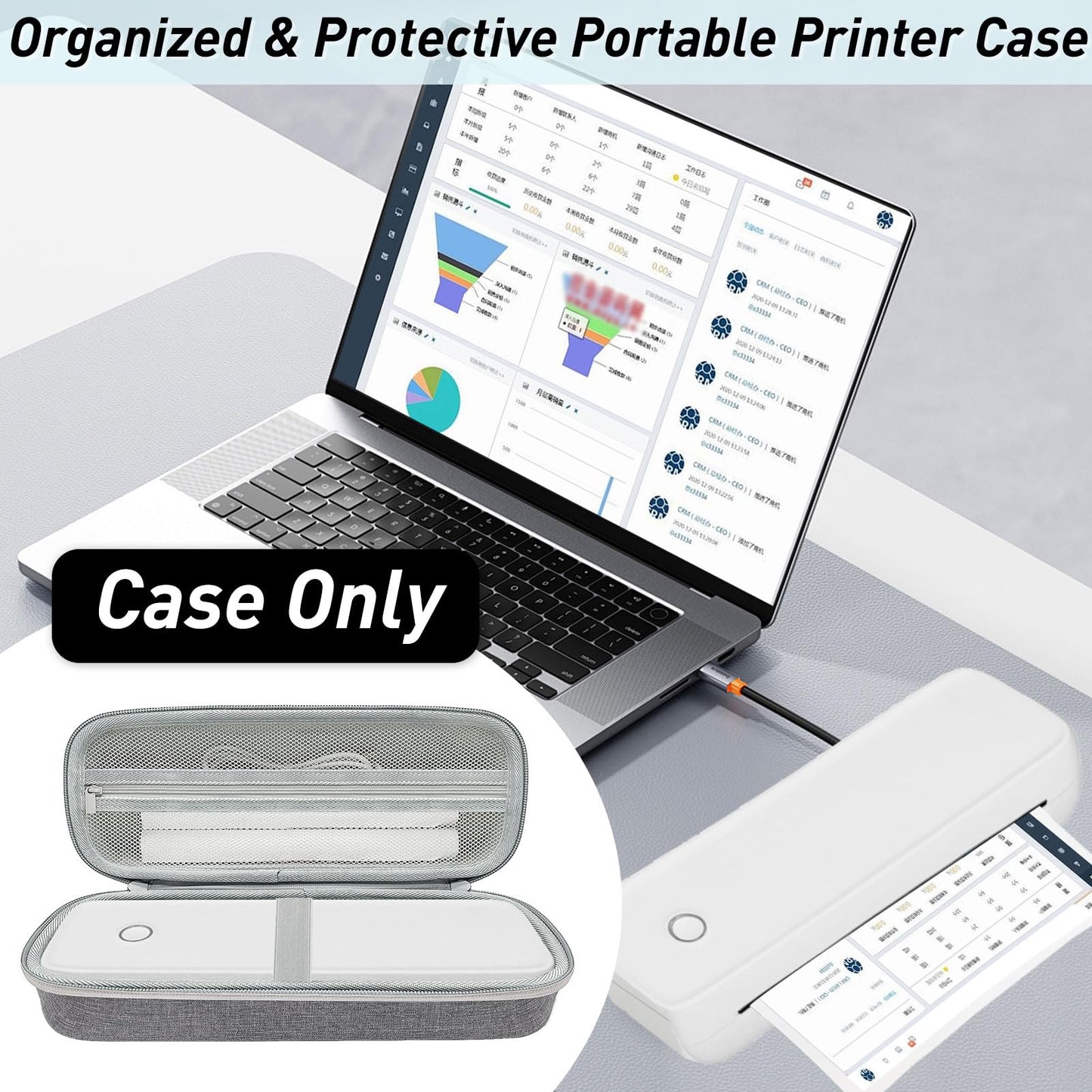 Klawdsky Hard Portable Printer Case Compatible with Aixiqee Wireless Printer A80/Gutherren A81/Minzhi Portable Thermal Printer A80,Shockproof Scratch