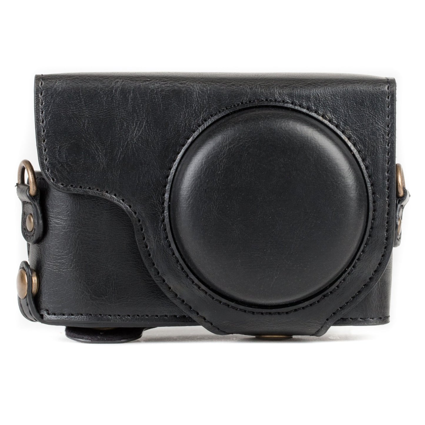 MegaGear MG1258 Ever Ready Leather Camera Case compatible with Panasonic Lumix DC-ZS80, DC-ZS70, DC-TZ95, DC-TZ90 - Black