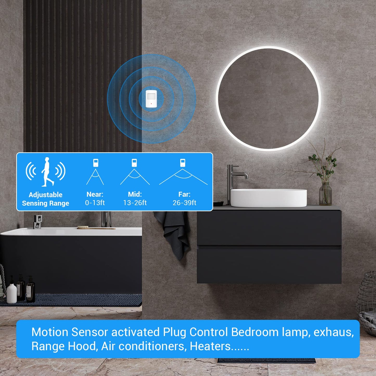 SEHOMY Motion Sensor Switch with Outlet for Bathroom Kitchen, Control Bedroom lamp, exhaus, Range Hood, PIR Infrared Indoor Motion Activated Sensor
