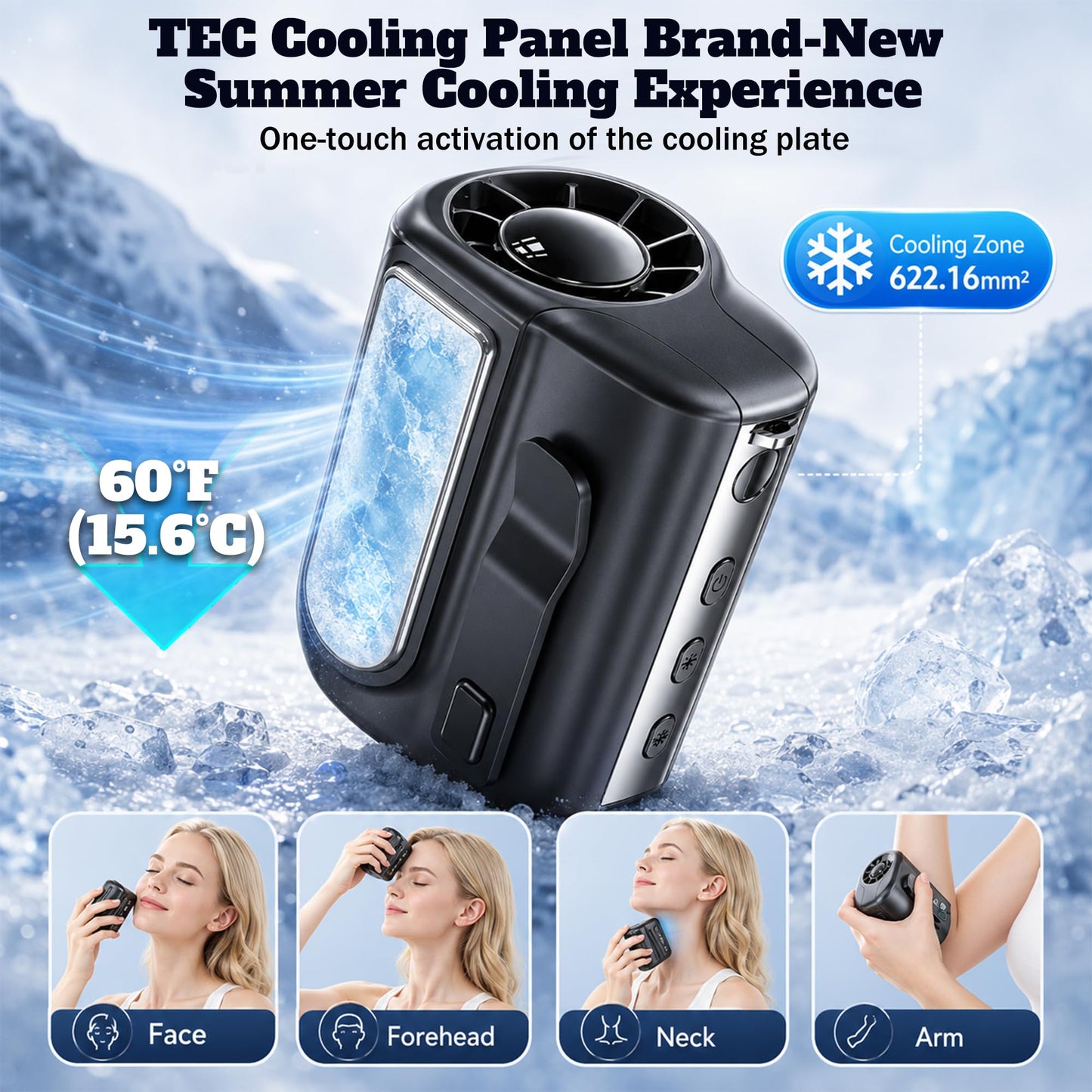 Sovrelon Waist Fan with Ice Cooling, 3-in-1 Wearable Clip On?Rechargeable 7000mah Battery ?120-Speed Strong Airflow, Dual-Clip Personal Fan with Light