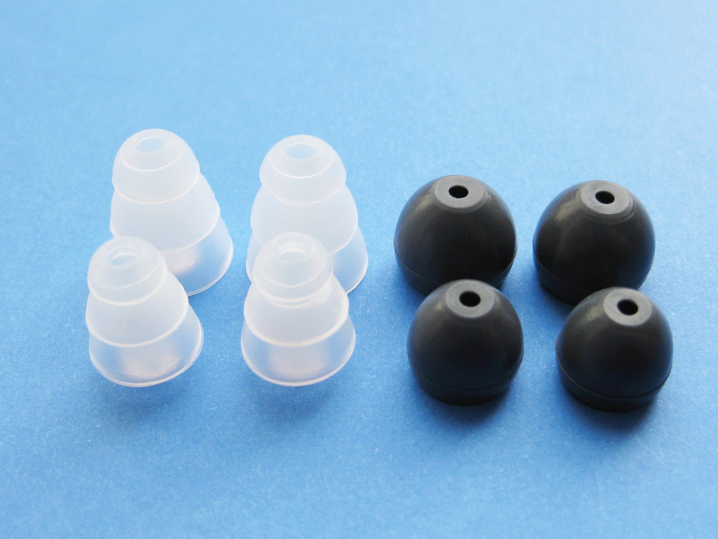 8 Pcs- Clear Triple Flange and Round Earbuds Eartips Set Compatible with Shure E3c, E4c, E4G, E5c, I3C, i4c, SCL3, SCL4, SCL5 in-Ear Earphones Headset
