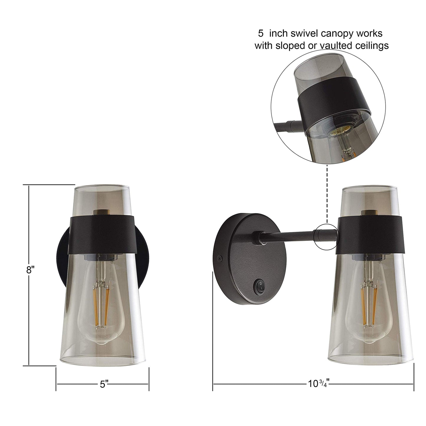 Linea di Liara Ibiza Dark Bronze Wall Sconce Wall Lighting Fixture Swivel Wall Mounted Lamp with On and Off Switch Bedside Wall Lamp for Bedroom Wall