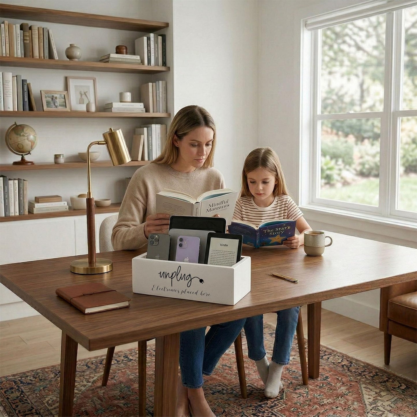 CHONIC Unplug Box, Farmhouse Style Be Present Phone Box, Cell Phone Basket for Home, Wood Mobile Phone Jail, Family Time out Charging Station