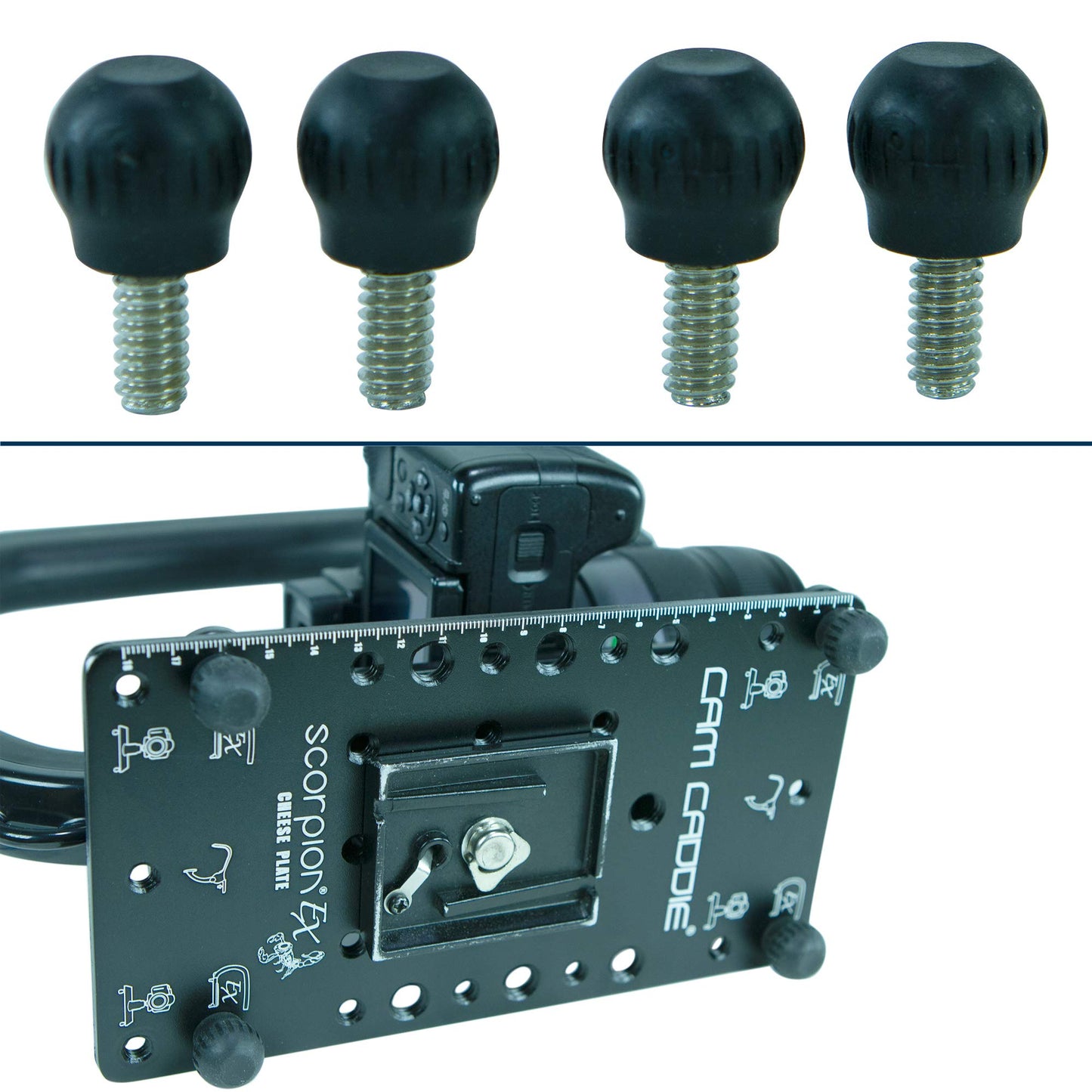 Cam Caddie Scorpion EX Photo Video Cheese Plate / Tripod Mount with (21) ¼”-20 and (9) 3/8"-16 Threaded Holes - Heavy Duty Aluminum Anodized Flat