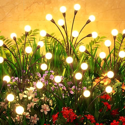Cnuoky 6 Pack Solar Garden Lights 48 LED, Solar Lights Outdoor Waterproof IP65, Decorative Garden Lights Solar Powered for Yard Patio Pathway Decor