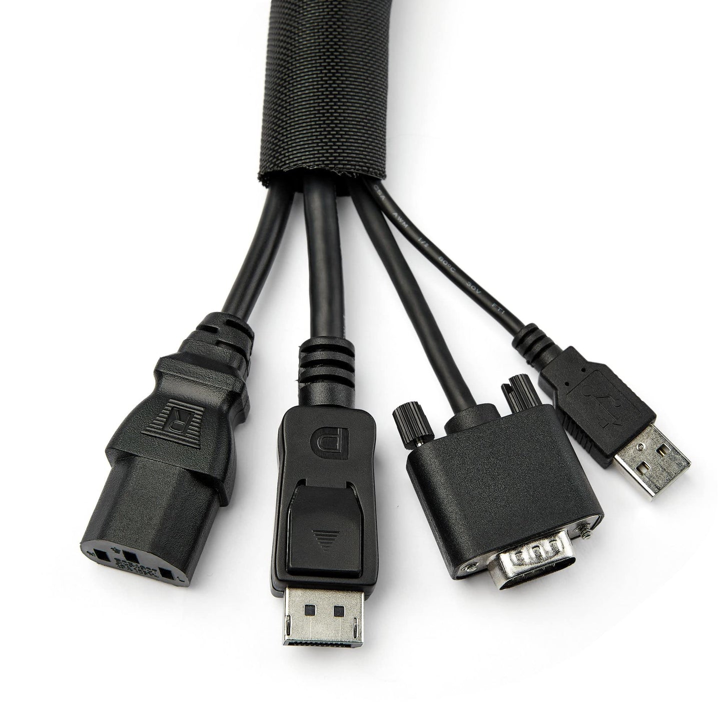 StarTech.com 15' (4.6m) Cable Management Sleeve - Flexible Coiled Cable Wrap - 1.0-1.5" Dia. Expandable Sleeve - Polyester Cord