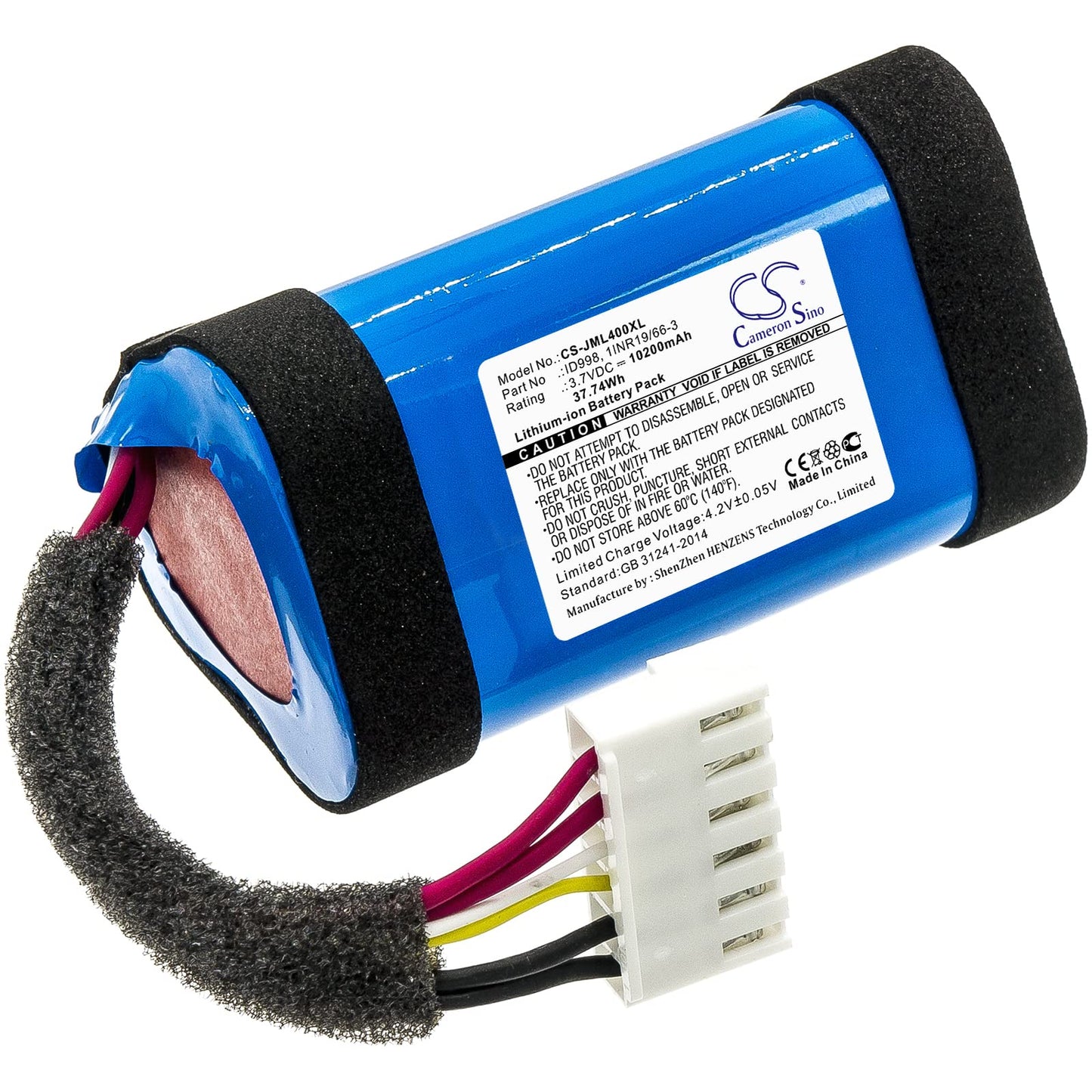 Cameron Sino 3.7V 10200mAh / 37.74Wh Li-ion Replacement Battery for JBL Charge 4, Charge 4BLK, Charge 4J, JBLCHARGE4BLUAM, 1INR19/66-3 ID998 IY1068…
