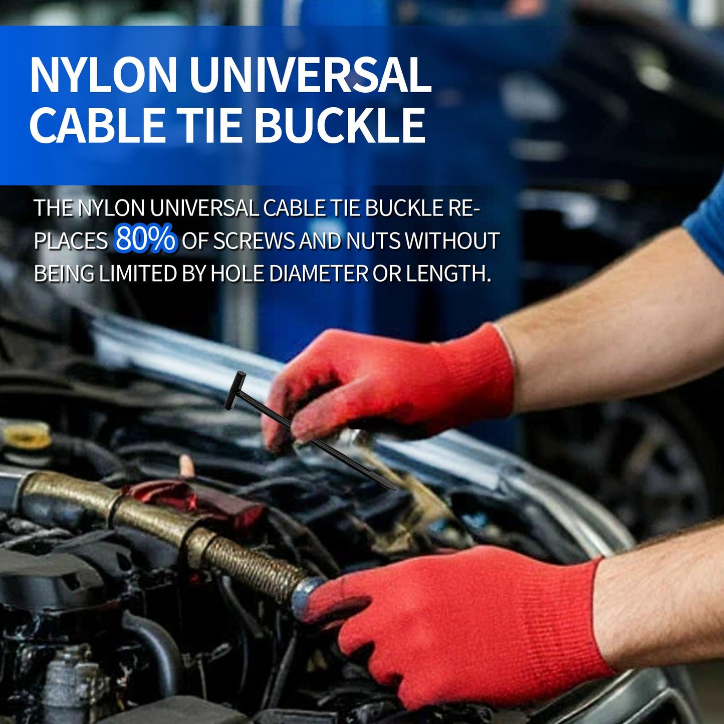 Upgrade Double-Sided Nylon Universal Cable Tie Buckle for Car, 120pcs Fold-Head Design for Easy Piercing, Zip Tie Clips for Mudguard Fender Bumper